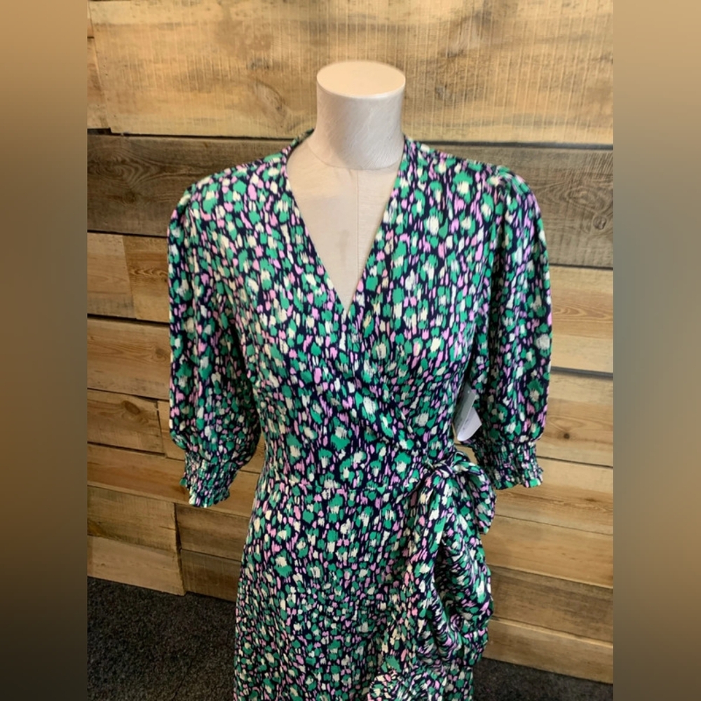 Green and Purple Wrap Dress